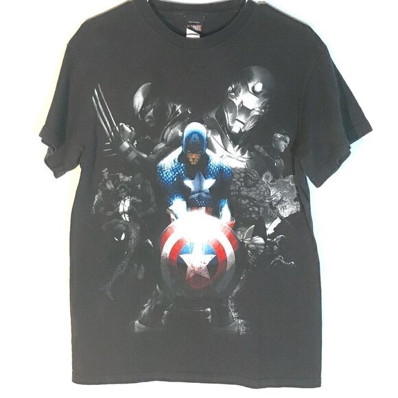 Marvel Captain America X Men Iron Man Black Short Sleeve Tee Shirt XL - Picture 1 of 6